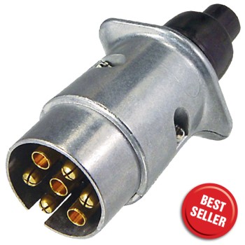 7 Pin Large Round Trailer Plug - Metal